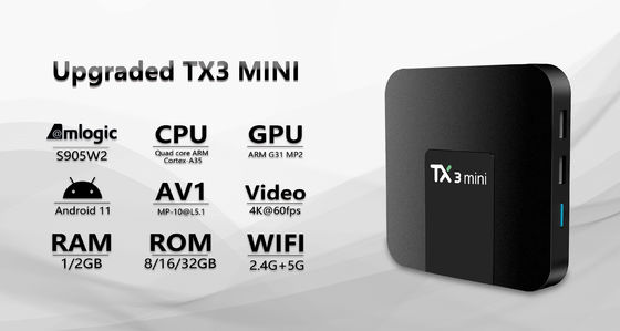 Boîte de configuration ODM Android 6.0 Amlogic S905w2  TX3mini Wifi2.4G 5G