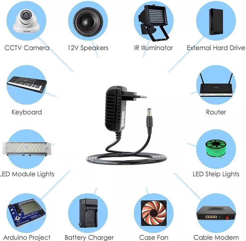 12V EU Plug Régulé AC DC Adaptateur 100V-240V Convertisseur 1A 1000mA Alimentation