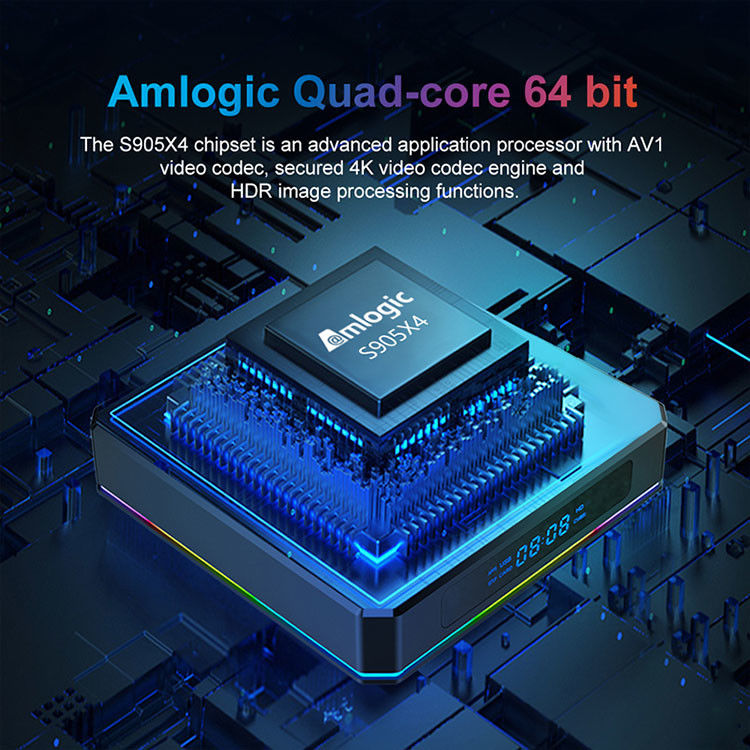 ARM Cortex A55 OTT Amlogic Android Tv Box S905x4 Lecteur multimédia Quad Core